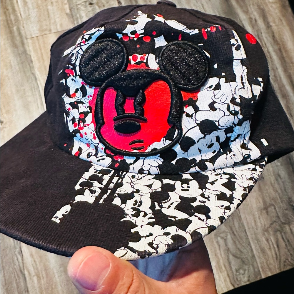 Disney Parks Authentic Original Mickey Mouse graffiti-style baseball hat.